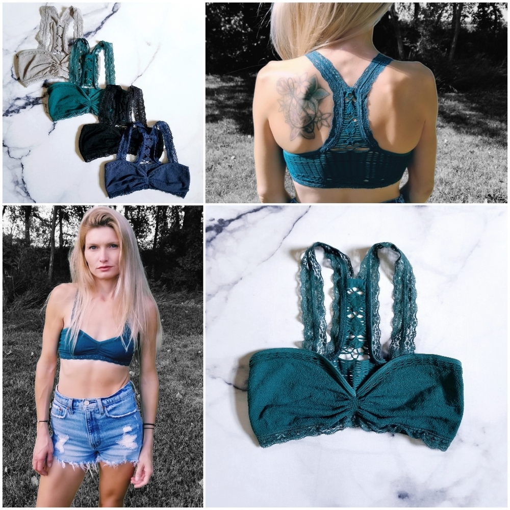 💙HOST PICK💚 NWOT FP Intimately Seamless Racerback Crochet Bralette in Teal